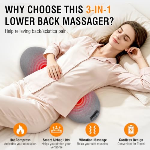 USUIE Cordless Lumbar Support Pillow, Lower Back Massager - Image 2