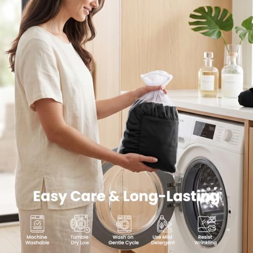 Set of 2 Brushed Microfiber Ruffle Pillow Cases King Size Black - Image 5