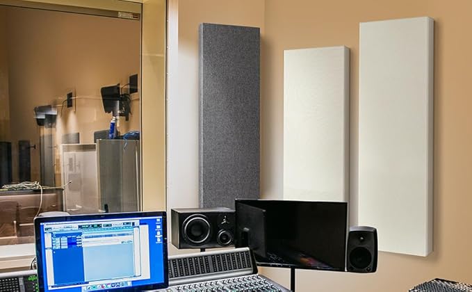 UMIACOUSTICS 2 PCS Fiberglass Acoustic Panels, 48x12x2 Inches Sound Absorbing Panels, Sound Proof Panels for Studios, Office, Home Theater. (Off White)