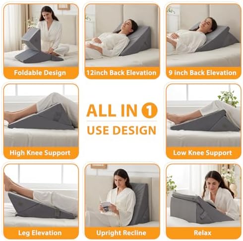 Ruqmuis Wedge Pillow Set for After Surgery, Adjustable 9&12 Inch Bed Wedge - Image 2