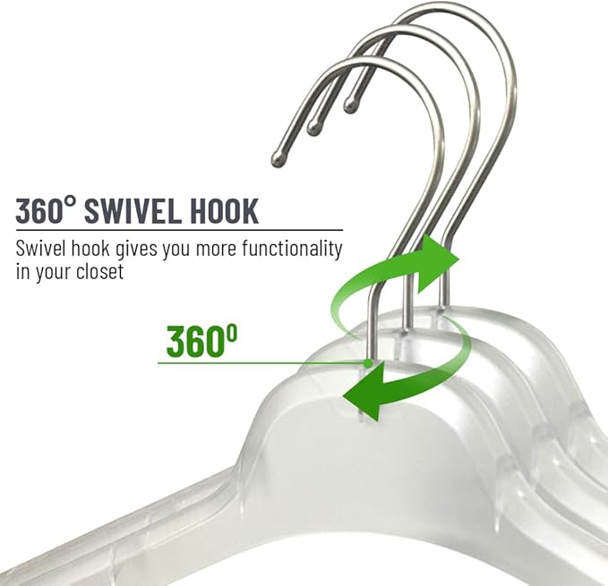 All Hung Up Hangers Plastic Coat Hangers, Clothes Hangers (Smokey Clear, 12pk)