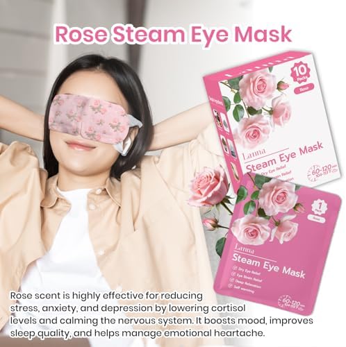 LANNA Heated Steam Eye Mask, Disposable 120 Minutes, Rose Scent - Image 3