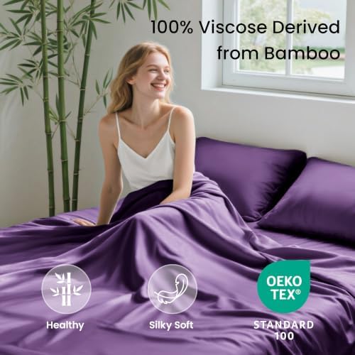 Love's cabin 4 Piece Queen Sheet Set, 100% Rayon Derived from Bamboo, Cooling & - Image 2