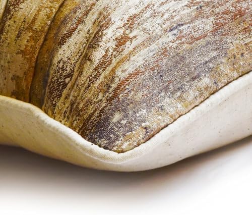 The HomeCentric Gold & Brown 12"x24" Lumbar Pillow Cover, Silk Textured & - Image 2