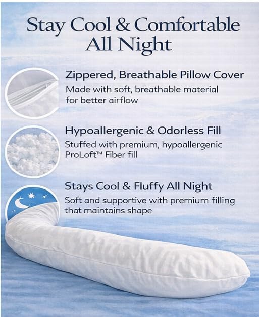 Total Body Support Pillow, U-Shaped Full Body Pillow - Image 6