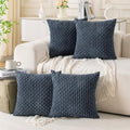 Set of 4 Grey Blue Decorative Throw Pillow Covers 22x22 Inch Corduroy Pillow by Cozoomy