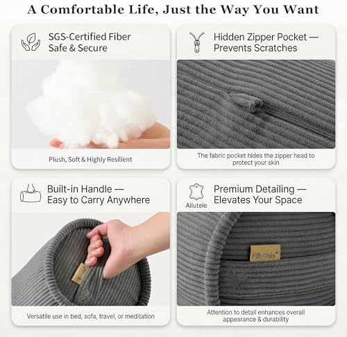 Corduroy Body Pillow for Side Sleepers, Cozy Cylinder Bolster Pillow for - Image 4