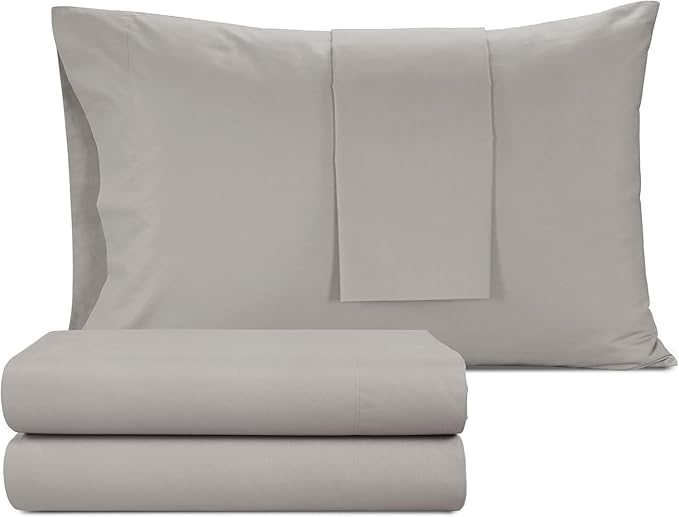 IZOD 100% Egyptian Cotton Sheets Set Full Size, Cotton Percale Crisp Sheet Set 4Pc,Lightweight & Deep Pocket fits Upto 17", Long-Staple Soft Combed, Hotel Style Luxury Bedding Sheet - Sterling Silver