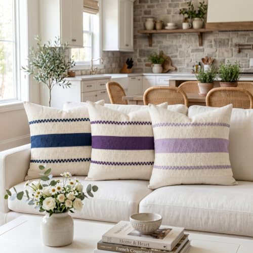 Fancy Homi Set of 2 Boho Purple Decorative Throw Pillow Cover 16x16 Inch - Image 2