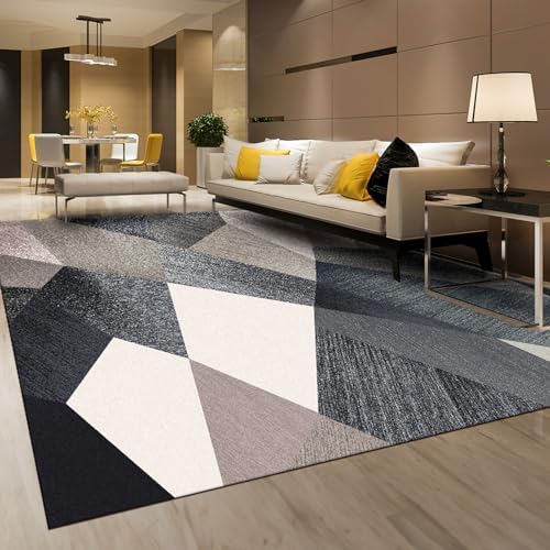 HOMFINE Washable Modern Area Rug - Geometric Style 9x12 Rugs for Living Room, Bedroom, Machine Washable Rug Soft Non Slip Non Shedding Area Rug - Green, 9'x12'