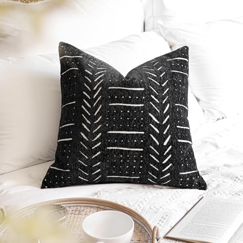 BlissBlush Black Decorative Throw Pillow Covers 18X18, Boho Farmhouse Cushion - Image 7