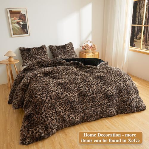 XeGe Fluffy Faux Fur Leopard Print Body Pillow Cover 20x54 - Image 7