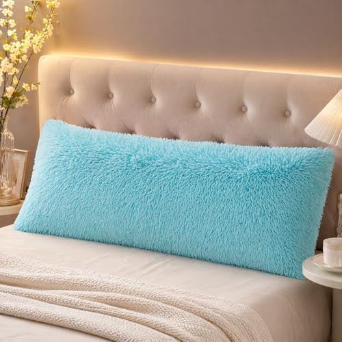 REAFORT Long Hair Faux Fur Body Pillow Cover 21"x54", Hidden Zipper by Reafort