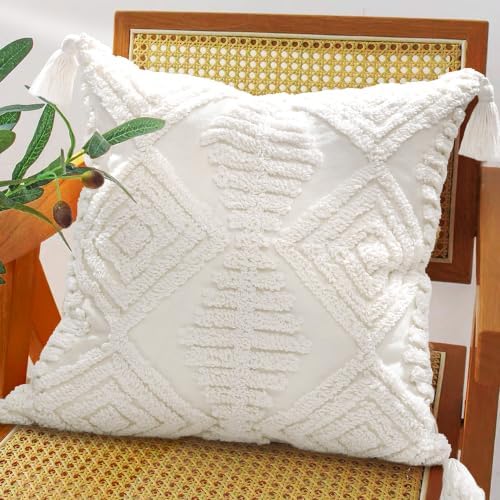 Boho Throw Pillow Covers 20x20 Tufted Tassels - Image 5