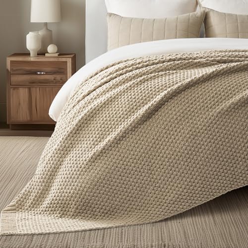 EVERGRACEHOME Chunky Chenille Knit Throw Blanket, Sand Dune - Image 4