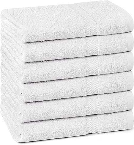 Towel and Linen Mart 100% Cotton White 6 Pack Bath Towel Set, Quick Dry, Super Absorbent, Light Weight, Soft Feel for Hotel, Spa and Bathroom (27 X 54) (White, 27 x 54 6 Pack) by T+%26+L+Towel+and+Linen+Mart