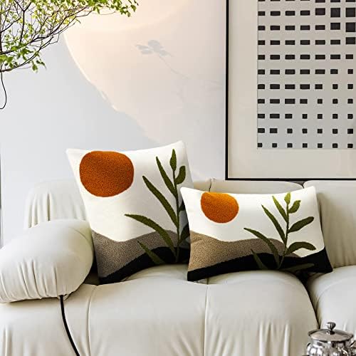 Merrycolor Decorative Throw Pillow Covers 16x16 Boho Pillow Covers Tufted Mid - Image 2