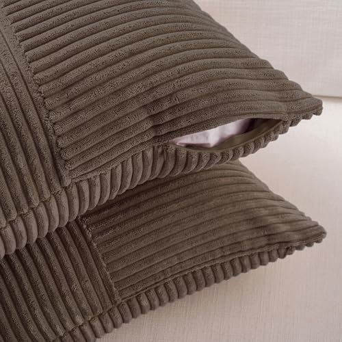 Fancy Homi 2 Packs Dark Brown Decorative Throw Pillow Covers 16x16 Inch - Image 4