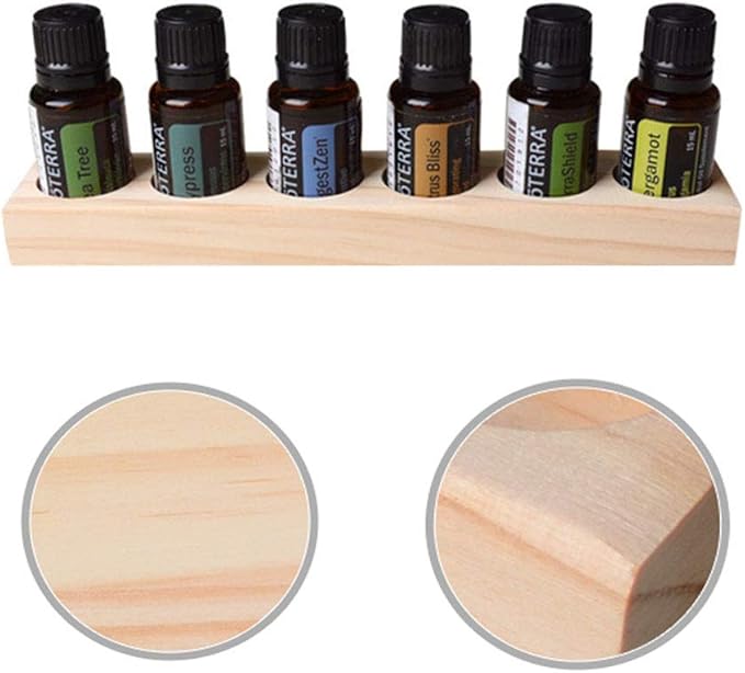 Meao 4 Pcs 1-Tier Wooden Essential Oil Display Storage Organizer Holder Stand - 6 Slots Natural Hard Pine Wood Rack - Holds up to 6 Aromatherapy Bottles - Ideal Gift Presentation Shelf #3
