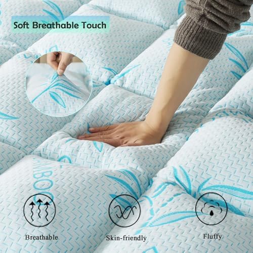 WhatsBedding 5 Inch King Mattress Topper Breathable Bamboo Viscose Air Layer - Image 3