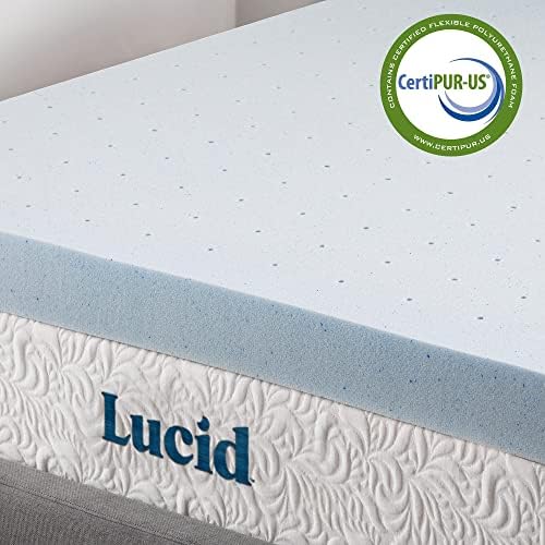 Lucid 4 Inch Memory Foam Mattress Topper, Twin Size – Cooling Gel Bed Topper – - Image 4
