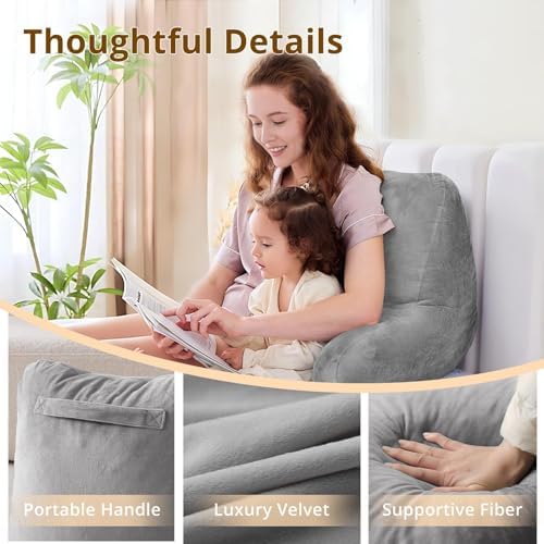 Sasttie Reading Pillow for Bed, Back Pillow for Sitting Up, Dark Grey - Image 4