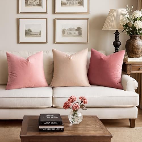 MIULEE Velvet Throw Pillow Covers 16x16 Inch Pack of 2 Dusty Pink - Image 5