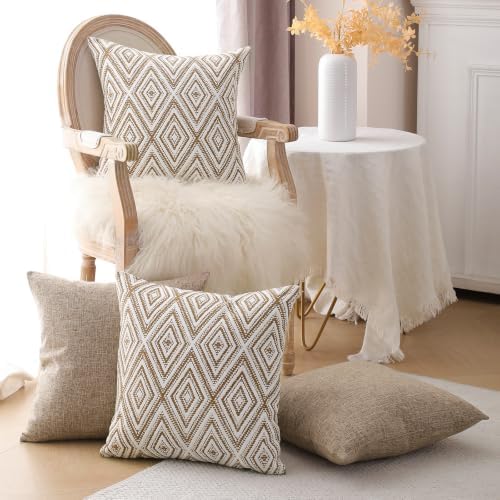 HPUK Throw Pillow Covers 20x20, Light Brown Couch Pillow Covers - Image 4