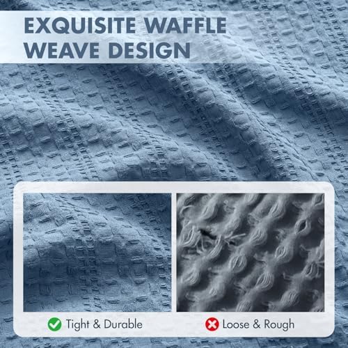 Decorative Waffle Throw Pillow Covers 18x18 Blue 2 Pack - Image 5