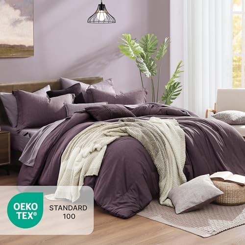 Monbix Full Size Comforter Set 7 Pieces Italian Plum Bed in a Bag - Image 5