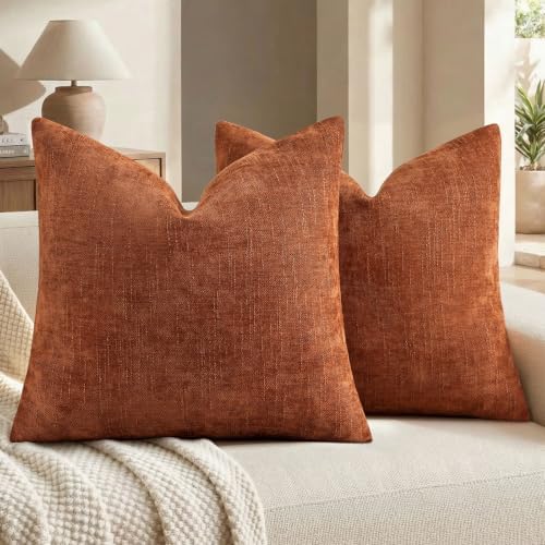 decorUhome Chenille Decorative Throw Pillow Covers 24x24 Set of 2 by decorUhome