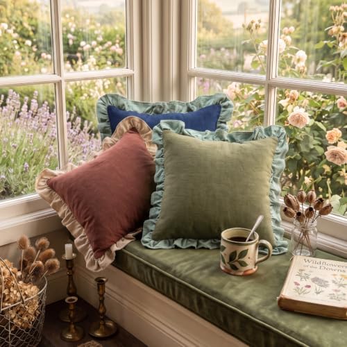 patdrea Vintage Green Linen Throw Pillow Covers - Image 4