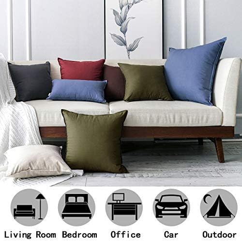 Jeanerlor 18"x18" Solid Cotton Linen Decoration Green Throw Pillow Case - Image 2