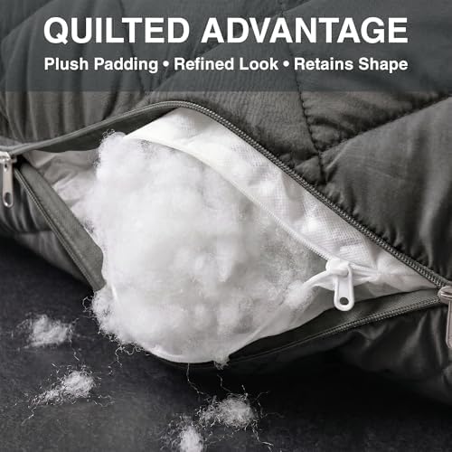 U Shaped Pillow Full Body Support Quilted 55 in Charcoal - Image 6