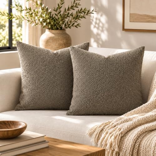 JoraLion 24x24 inch Boucle Throw Pillow Covers, No Insert by JoraLion
