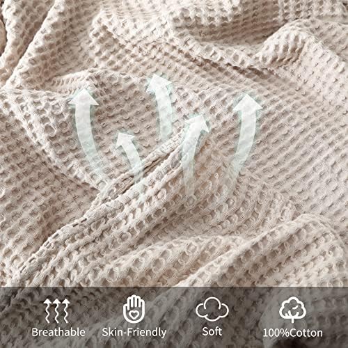 100% Cotton Waffle Pillow Shams Queen Size Set of 2 - Image 7