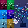 LIGHTSHARE 18 Inch Cherry Blossom Bonsai Tree, 48 LED Lights, RGB with Remote Control, 16 Color-Changing Modes, 24V UL Listed Adapter Included, Metal Base Ideal As Night Lights by Lightshare