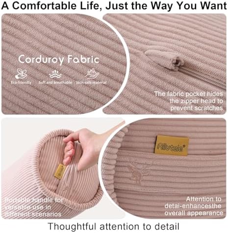 Corduroy Body Pillow, Large Round Bolster Roll Pillow - Image 4