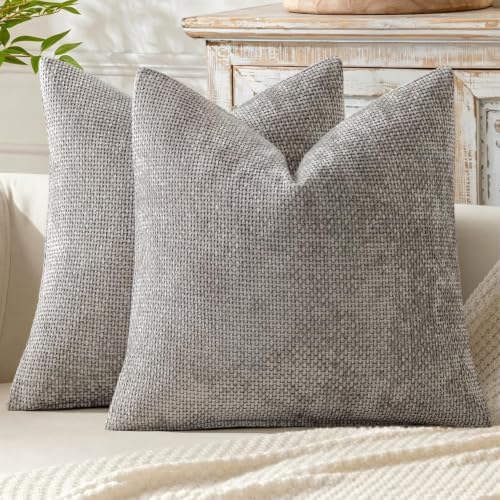 MIULEE Decorative Light Gray Euro Sham Pillow Covers 24x24 Inch 2 Pack by MIULEE