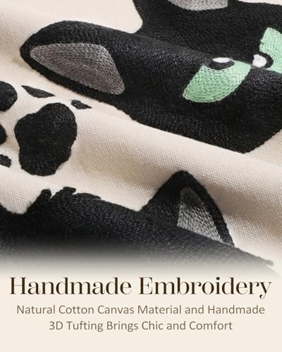Embroidered Throw Pillow Cover 18x18 Inch, Cat Bone - Image 2