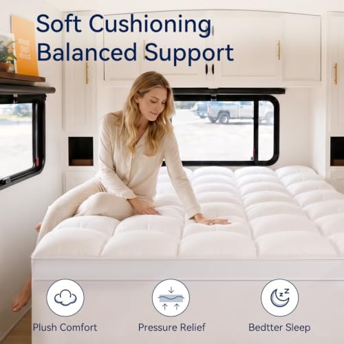 ELEMUSE RV Short King Mattress Topper, Thick Pillow Top Mattress Pad - Image 4