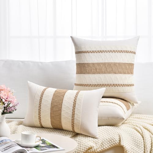 Fancy Homi Set of 2 Boho Neutral Decorative Throw Pillow Cover 22x22 Inch - Image 6
