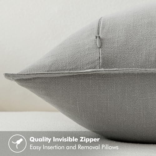 MIULEE Decorative Linen Pillow Covers 18x18 Inch Light Gray - Image 3