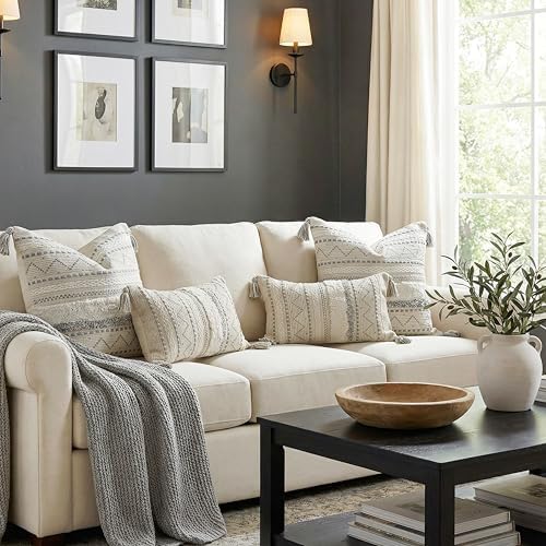 BlissBlush 20X20 Throw Pillow Cover, Cream Neutral Square Decorative Cushion - Image 6