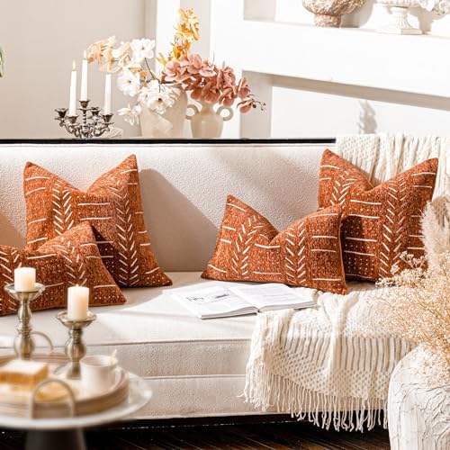BlissBlush Decorative Lumbar Throw Pillow Covers 12X20 Set of 2, Brick Red Rust - Image 4
