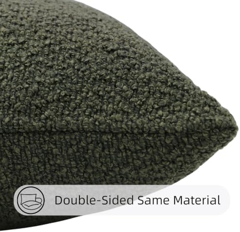 JoraLion 18x18 inch Boucle Throw Pillow Covers, Army Green Woven Texture - Image 6