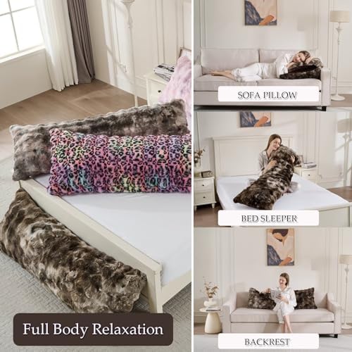 20"x54"Luxury Shaggy Faux Fur Body Pillow Cover, Bubble Fluffy Plush Bed Body - Image 6