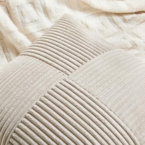Fancy Homi 2 Packs Neutral Taupe Decorative Throw Pillow Covers 16x16 Inch - Image 3