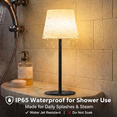 EZVALO Spa-Like Shower Lamp – IP65 Waterproof Bathroom Lamp, Rechargeable Cordless Mood Light, 3 Color Temps for Relaxing Bathroom & Bathtub Experience 2 Pack (Black) - Image 2