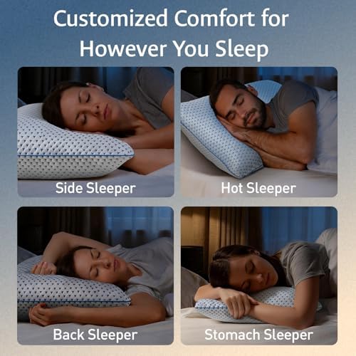 fulocean Adjustable Cooling Shredded Memory Foam Pillows King Size Set of 2 - Image 6